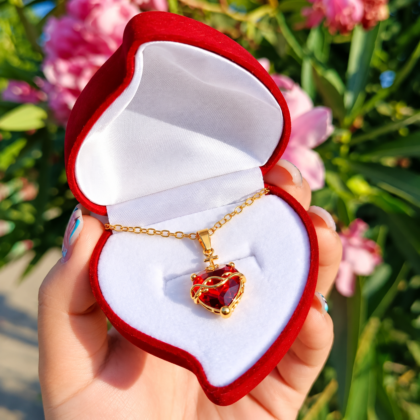 Collar Sagrado Corazón + Estuche de Lujo Terciopelo