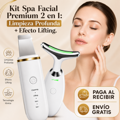 Combo Spa Facial 2 en 1: Masajeador LED + Espátula Ultrasónica
