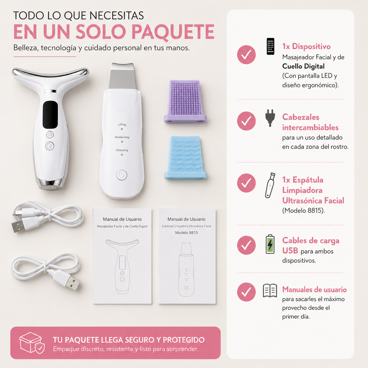 29 ago 2026 Combo Spa Facial 2 en 1: Masajeador LED + Espátula Ultrasónica - Image 5